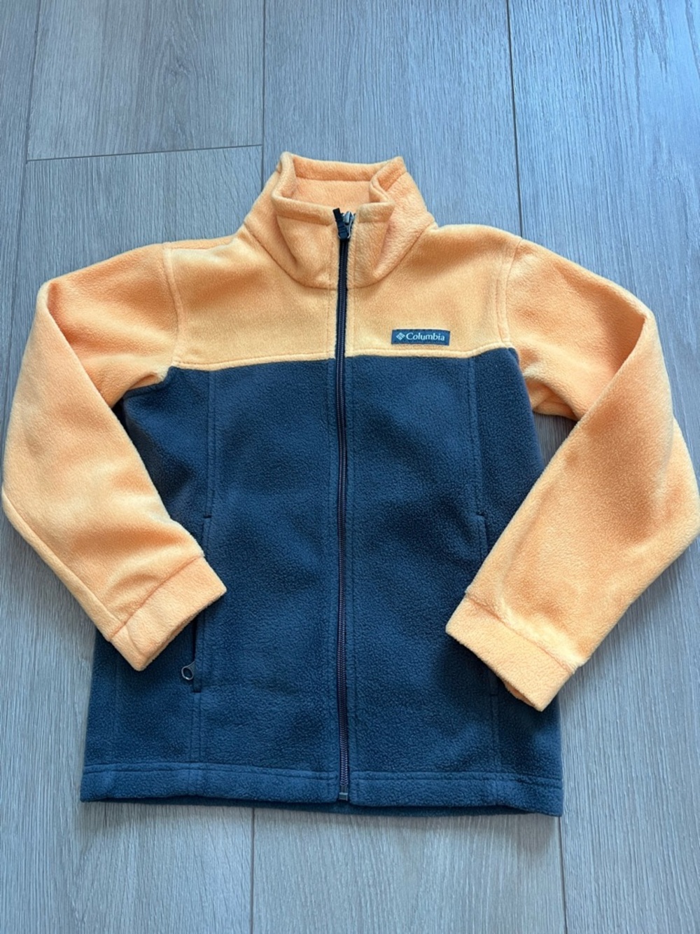 Columbia Boys' Steens Mountain Fleece Jacket Grey/yellow Size S8 Zip Up